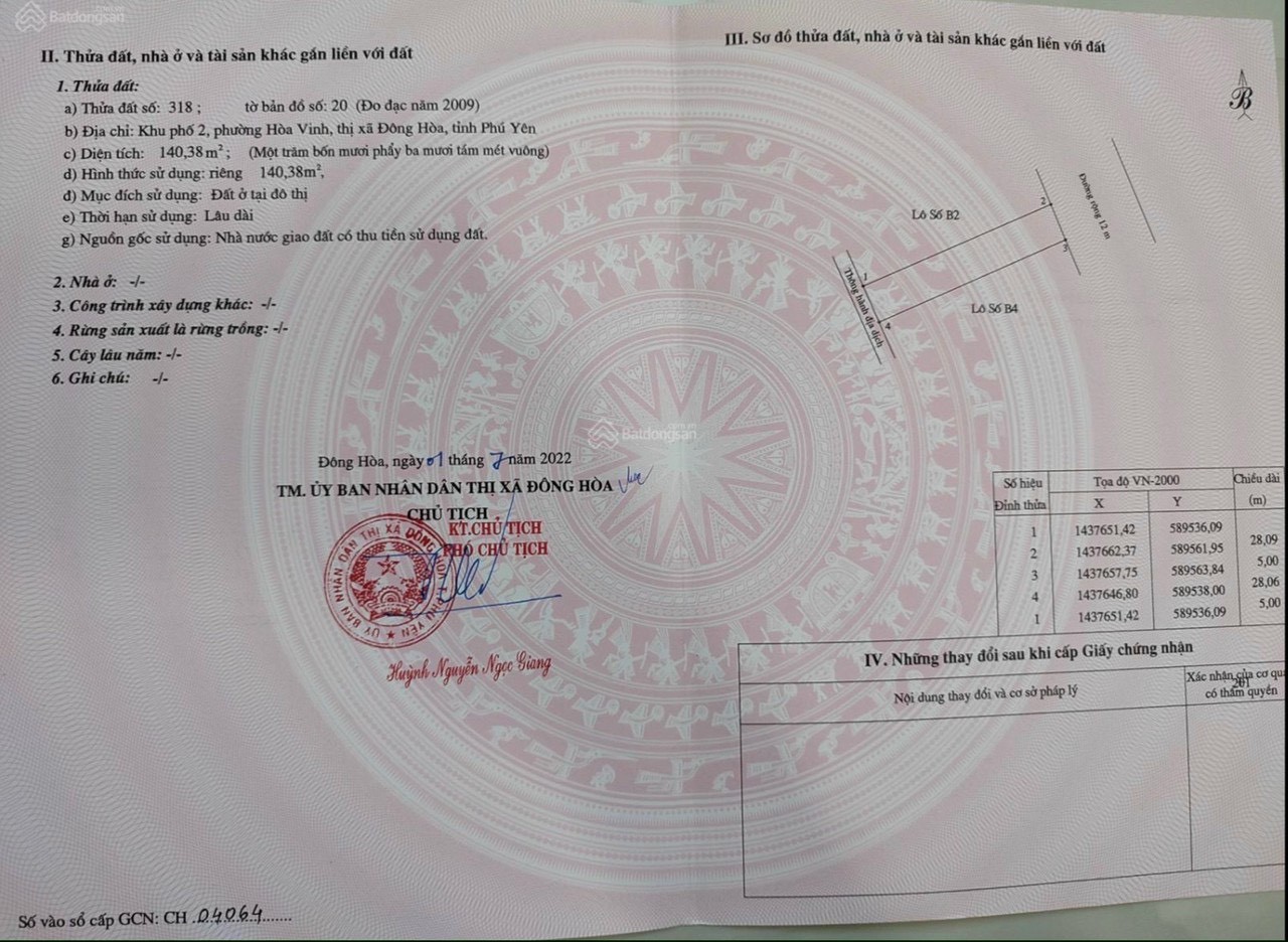 Kdc1a Bán đất trung tâm TX Đông Hòa, kề KDC, Sân bay, Quốc lộ 1A và QL 29